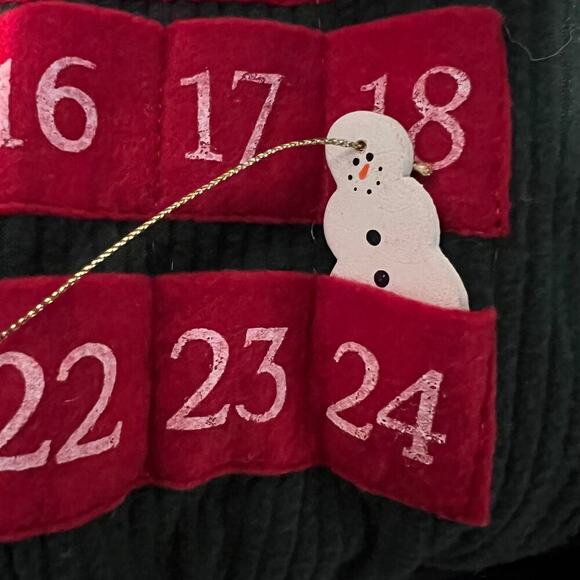 Advent Snowman Christmas Calendar with attached snowman countdown marker 26”L - Picture 5 of 9